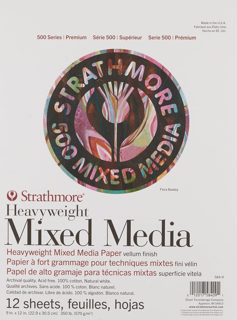 Strathmore 500 Series Heavyweight Mixed Media Pad 9"X12"-12 Sheets -62584900, White, 9x12 - Image 1